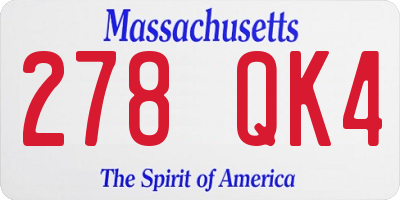 MA license plate 278QK4
