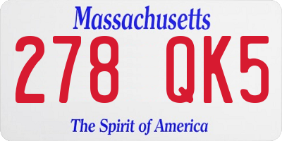MA license plate 278QK5