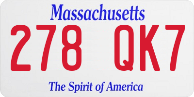 MA license plate 278QK7