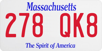MA license plate 278QK8