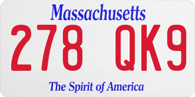 MA license plate 278QK9