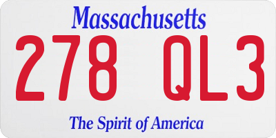 MA license plate 278QL3