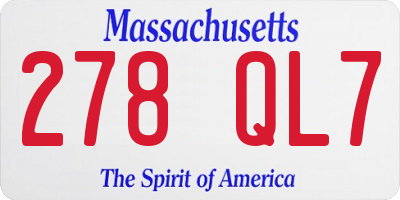 MA license plate 278QL7