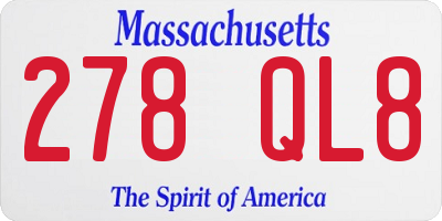 MA license plate 278QL8