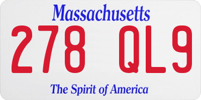 MA license plate 278QL9