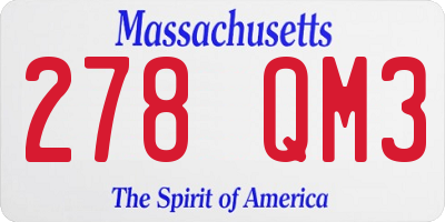 MA license plate 278QM3
