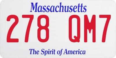 MA license plate 278QM7