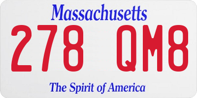 MA license plate 278QM8