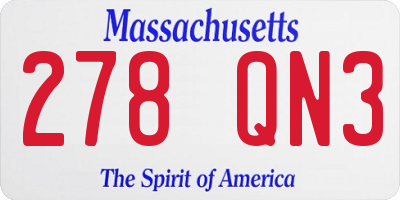 MA license plate 278QN3