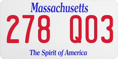 MA license plate 278QO3