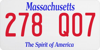 MA license plate 278QO7