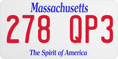 MA license plate 278QP3