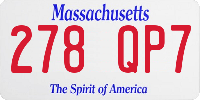 MA license plate 278QP7