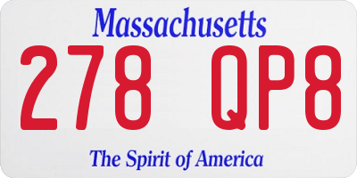 MA license plate 278QP8