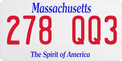 MA license plate 278QQ3