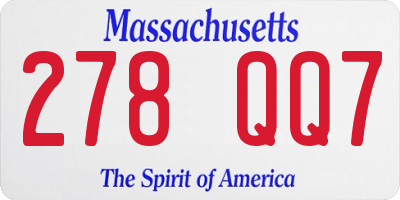 MA license plate 278QQ7