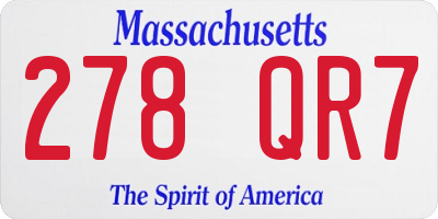 MA license plate 278QR7