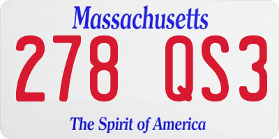 MA license plate 278QS3
