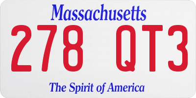 MA license plate 278QT3