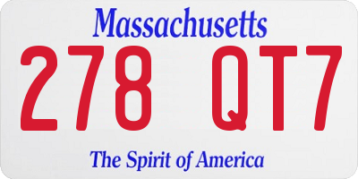 MA license plate 278QT7