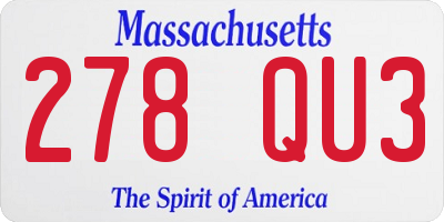 MA license plate 278QU3
