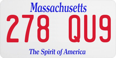 MA license plate 278QU9