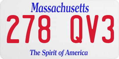 MA license plate 278QV3