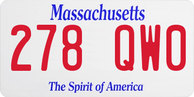 MA license plate 278QW0