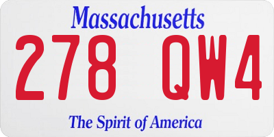 MA license plate 278QW4