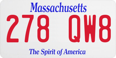 MA license plate 278QW8