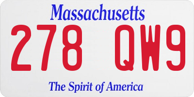 MA license plate 278QW9