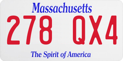 MA license plate 278QX4