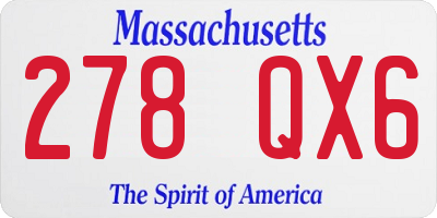 MA license plate 278QX6