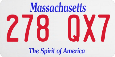 MA license plate 278QX7