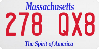 MA license plate 278QX8