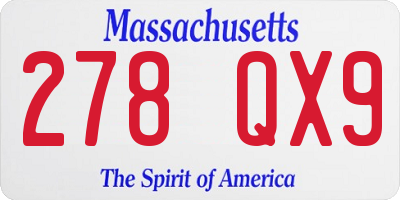 MA license plate 278QX9