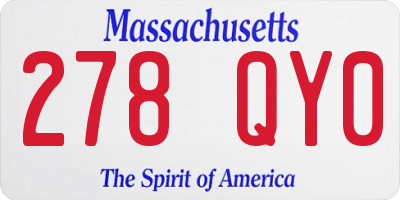 MA license plate 278QY0
