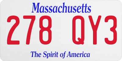 MA license plate 278QY3