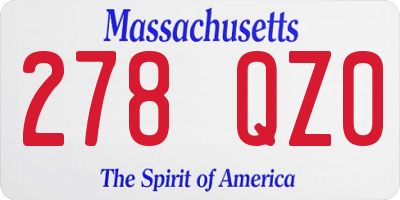 MA license plate 278QZ0