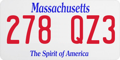 MA license plate 278QZ3