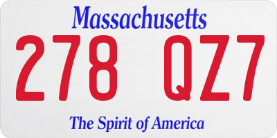 MA license plate 278QZ7