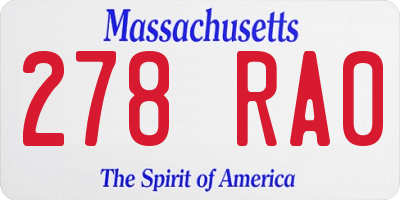MA license plate 278RA0