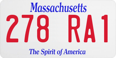 MA license plate 278RA1