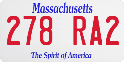 MA license plate 278RA2