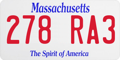 MA license plate 278RA3