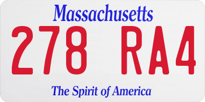 MA license plate 278RA4