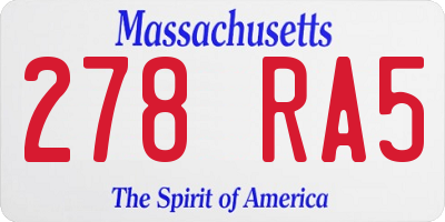 MA license plate 278RA5