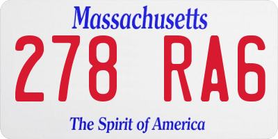 MA license plate 278RA6