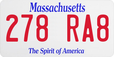 MA license plate 278RA8