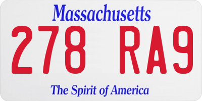 MA license plate 278RA9